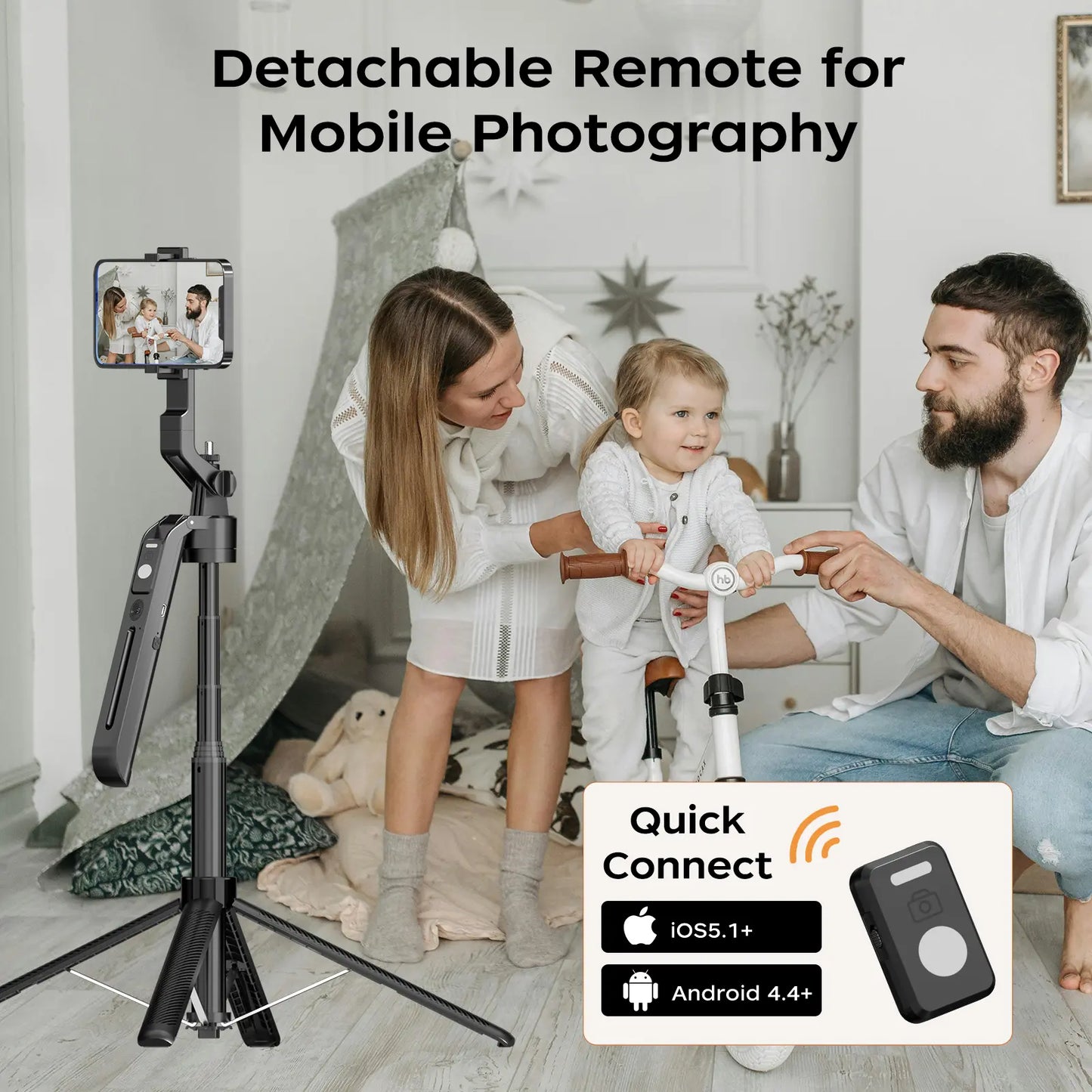 AI Face Tracking Phone Tripod with 360° Rotation, Remote Control & Extendable Selfie Stick