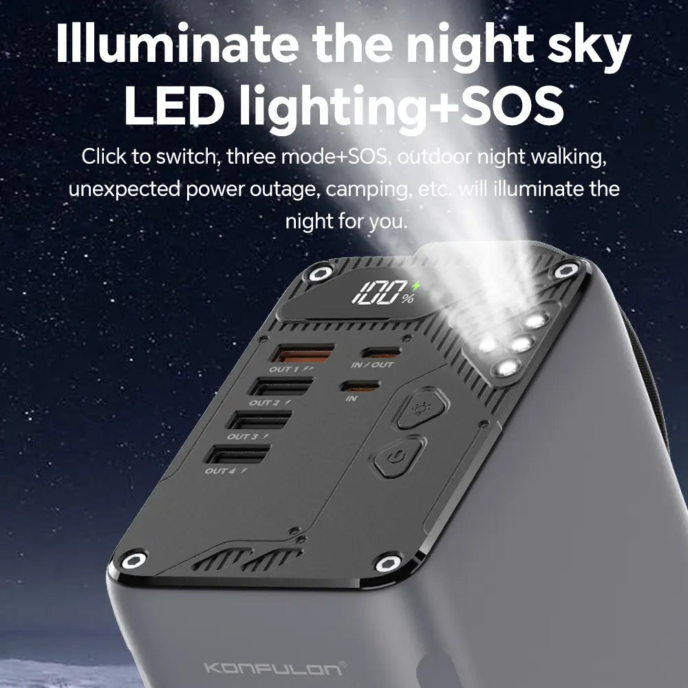 80000mAh Portable Power Bank with 30W Fast Charging, LCD Display & LED SOS Light