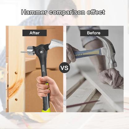 16oz Claw Hammer with Magnetic Nail Starter,Indexing Rip Claw,Forged Steel Head