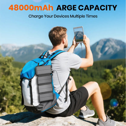 48000mAh Solar Power Bank with Wireless Charging, 4 Built In Cables & LED Flashlight
