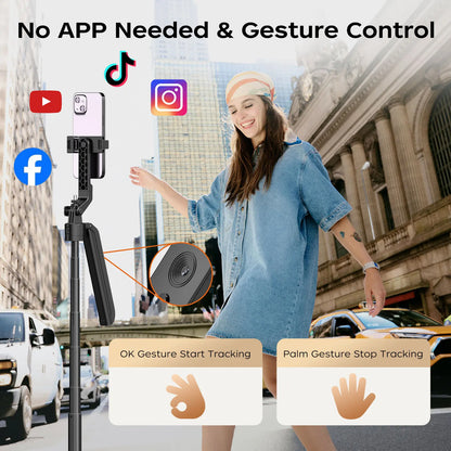 AI Face Tracking Phone Tripod with 360° Rotation, Remote Control & Extendable Selfie Stick