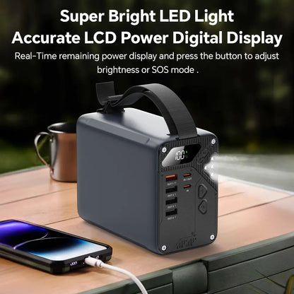 80000mAh Portable Power Bank with 30W Fast Charging, LCD Display & LED SOS Light