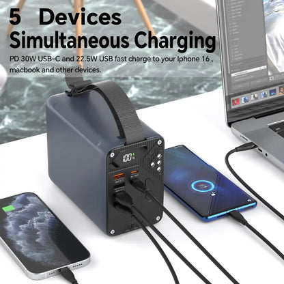 80000mAh Portable Power Bank with 30W Fast Charging, LCD Display & LED SOS Light