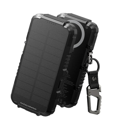 27000mAh Solar Power Bank with Fast Charging, Wireless Charger, LED Flashlight & 3 Ports