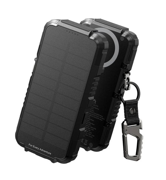 27000mAh Solar Power Bank with Fast Charging, Wireless Charger, LED Flashlight & 3 Ports