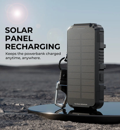 27000mAh Solar Power Bank with Fast Charging, Wireless Charger, LED Flashlight & 3 Ports