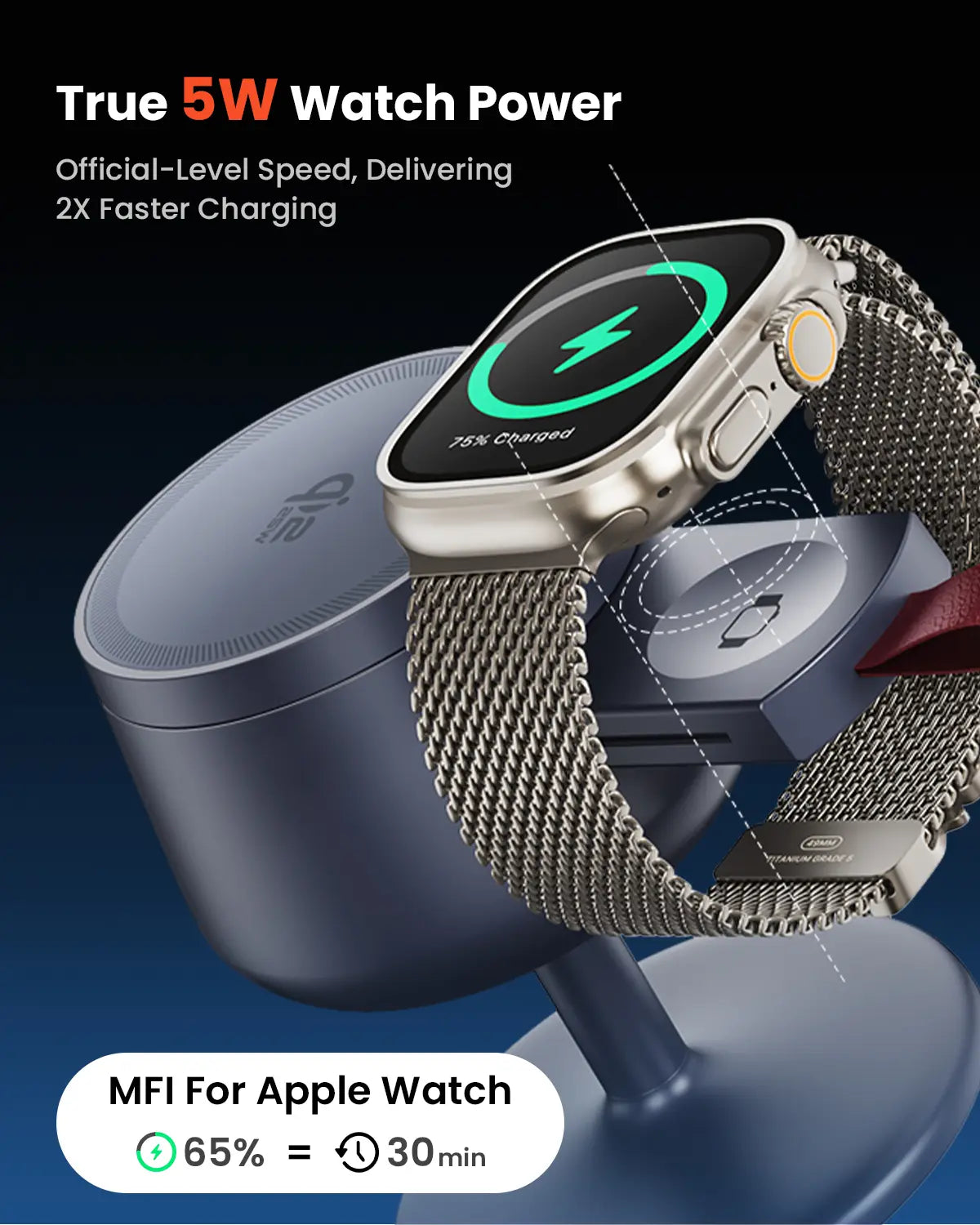 Foldable 3 in 1 Wireless Charging Station with MagSafe Compatible Design & 45W Adapter