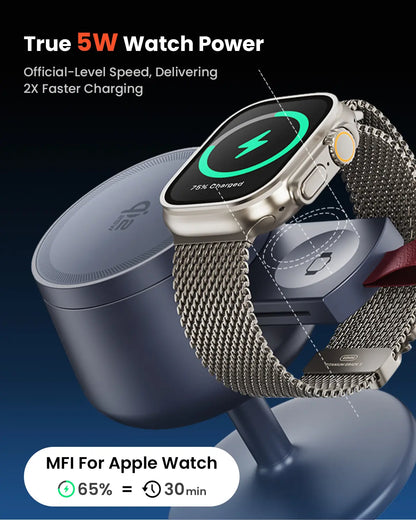 Foldable 3 in 1 Wireless Charging Station with MagSafe Compatible Design & 45W Adapter