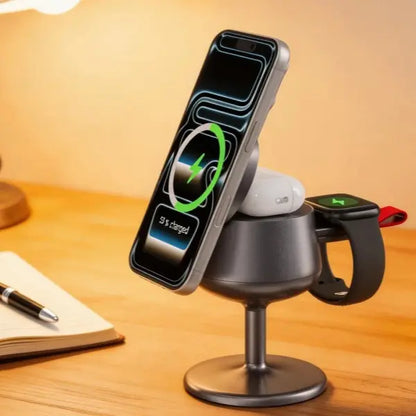 Foldable 3 in 1 Wireless Charging Station with MagSafe Compatible Design & 45W Adapter