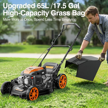 21” Self Propelled Gas Lawn Mower with 4 in 1 Cutting System, 170CC Engine & Foldable Design